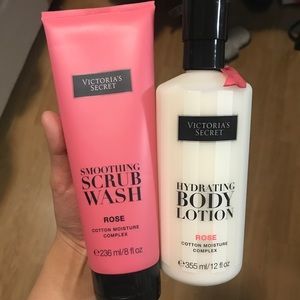 NEW VS BODY LOTION AND SCRUB IN ROSE SCENT